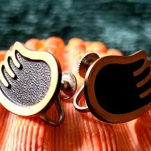 Vintage - Copper- Screw Earrings Paw Print - Excellent condition